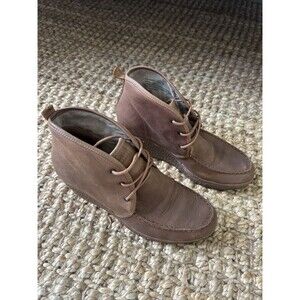 Olukai Wali Wedge Moc Toe Brown Leather  Boots Women Size 8.5 160+ Retail - MINT